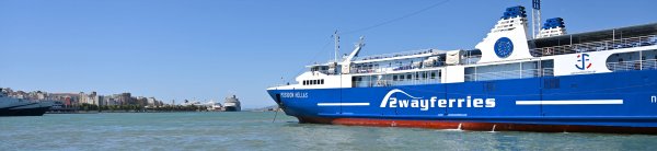The conventional ferry Posidon Hellas of Saronic Ferries at Gate E8 of Piraeus port